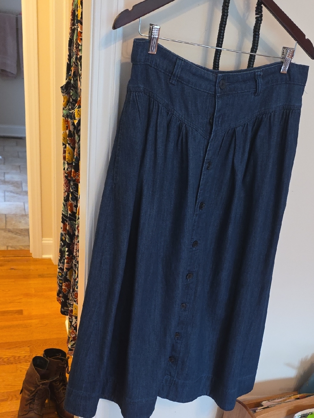 GAP Dark Blue Denim Skirt with Button Front
